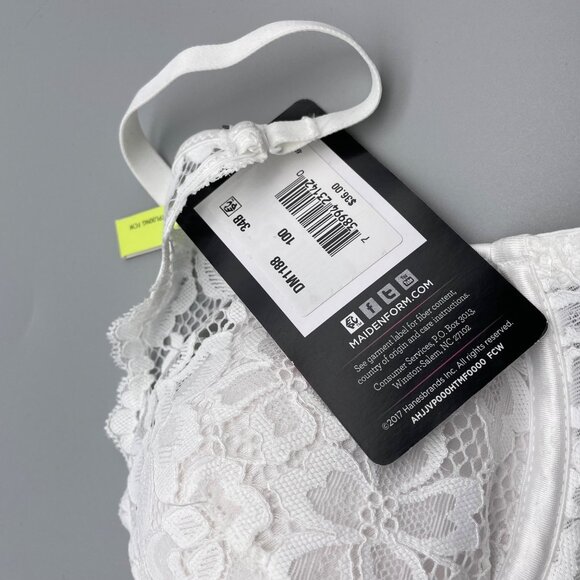NWT Maidenform 34B White Lace Underwire Bra Bralette Multiway Convertible Strap - Picture 4 of 6